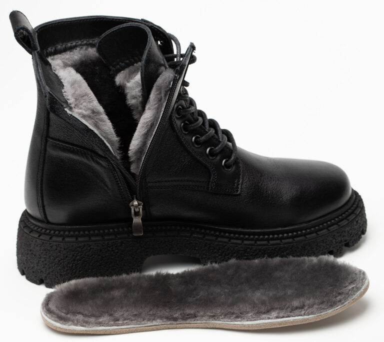 Ботинки женские натуральная кожа с мехом, черные