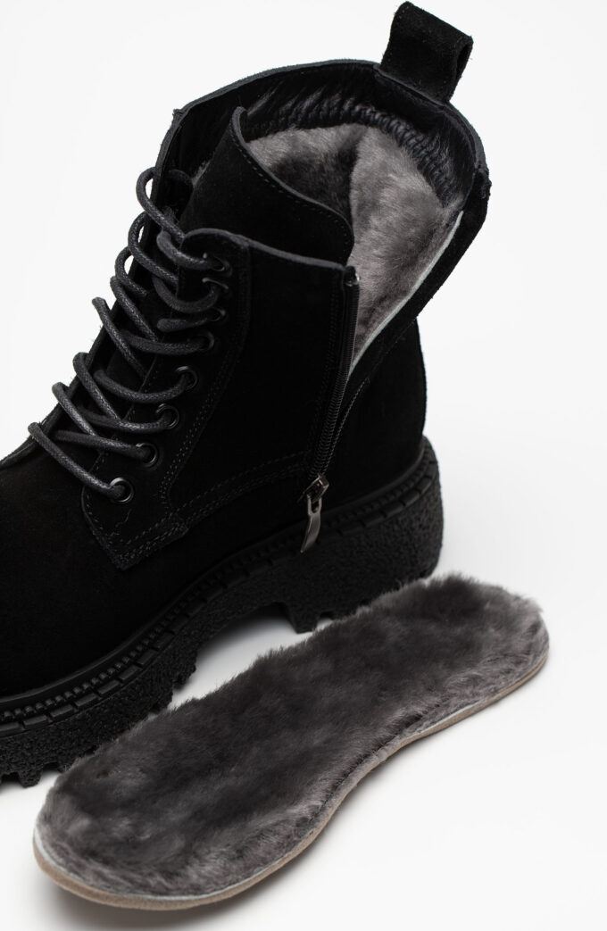 Ботинки женские натуральная кожа с мехом, черные