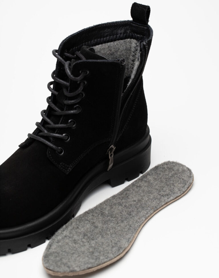 Ботинки женские натуральная кожа с байкой, черные