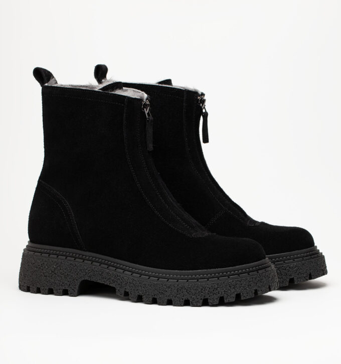 Ботинки женские натуральная кожа с мехом, черные