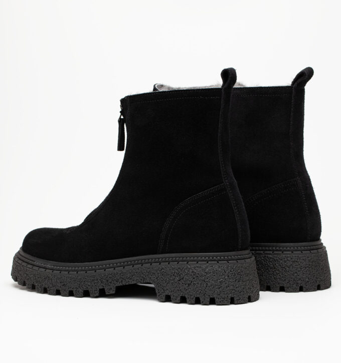 Ботинки женские натуральная кожа с мехом, черные