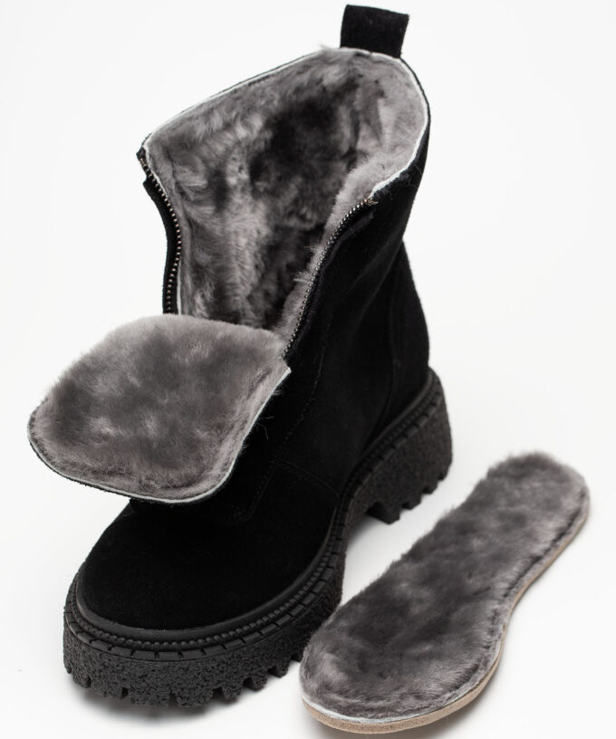 Ботинки женские натуральная кожа с мехом, черные