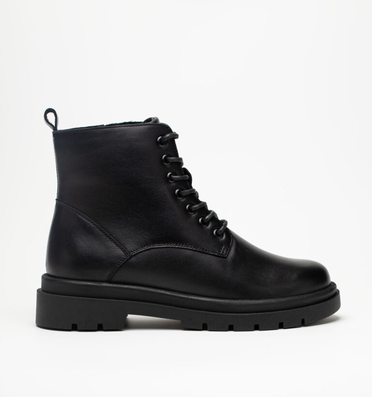 Ботинки женские натуральная кожа с байкой, черные