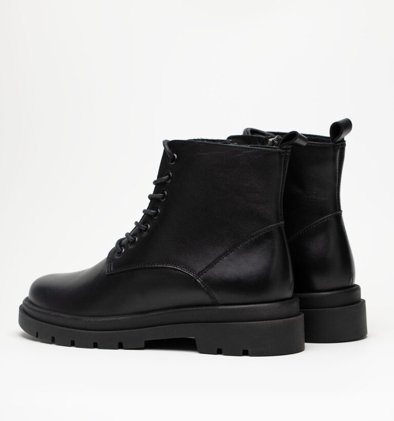 Ботинки женские натуральная кожа с байкой, черные