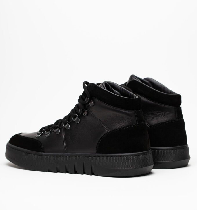 Ботинки мужские натуральная кожа с байкой, черные