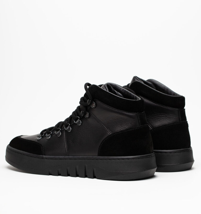 Ботинки мужские натуральная кожа с байкой, черные