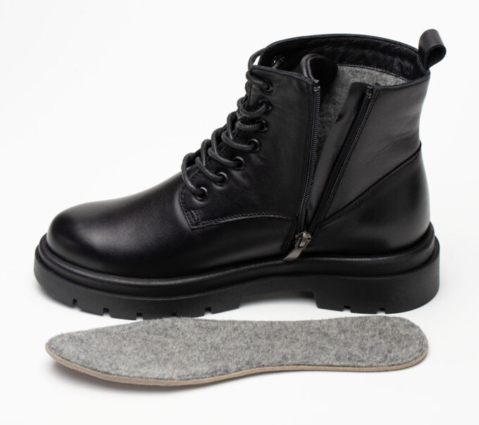 Ботинки женские натуральная кожа с байкой, черные