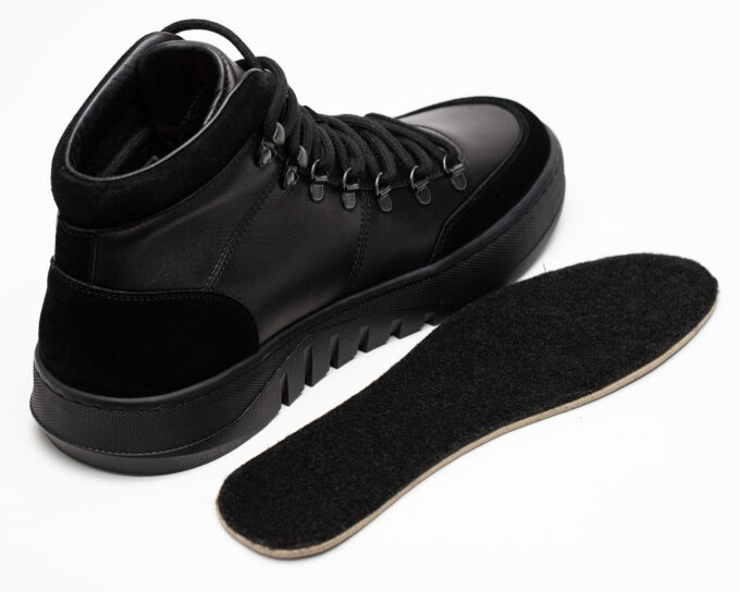 Ботинки мужские натуральная кожа с байкой, черные