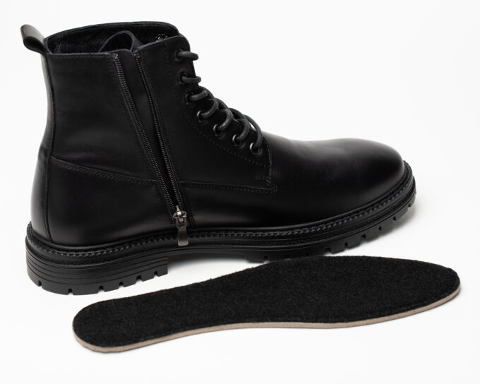 Ботинки мужские натуральная кожа с байкой, черные